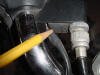The pencil points at the smaller clutch lock out switch on the 1975 and later BMW motorcycles.